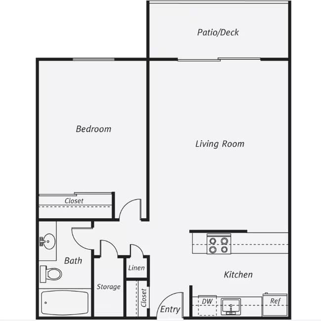 One Bedroom One Bathroom 02-110 floor plan
