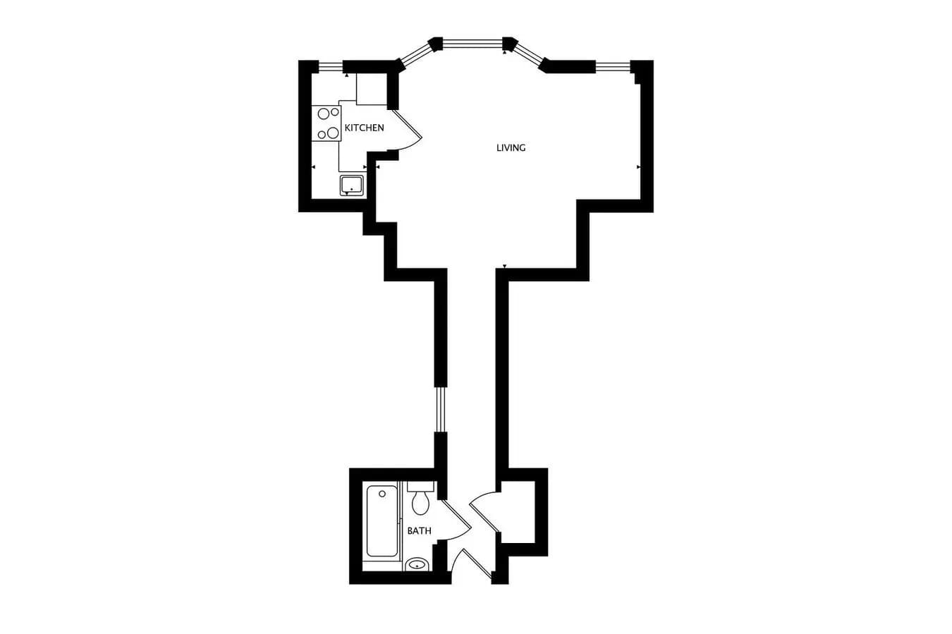 Studio · 1 ba · 350 sqft floor plan
