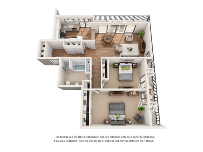 2x1 1150-1250 sq ft floor plan
