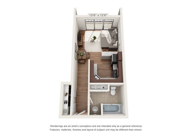 Studio 480 sq ft floor plan