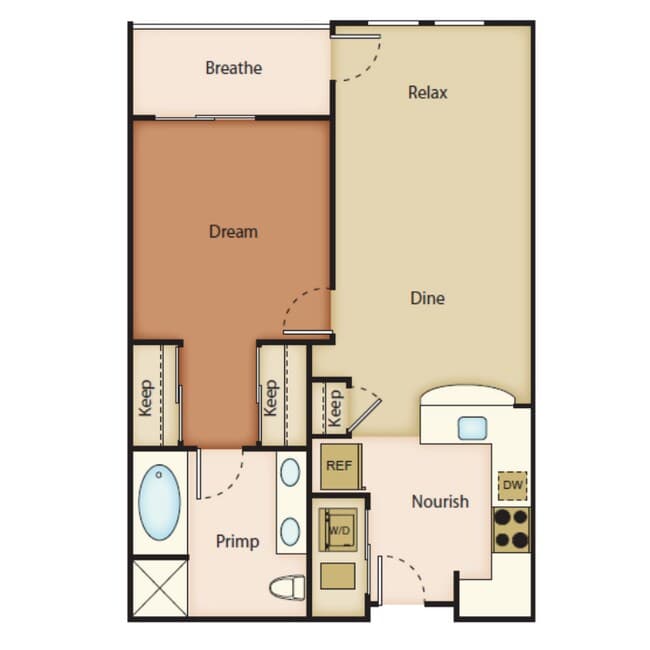 1 Bedroom 1 Bathroom floor plan
