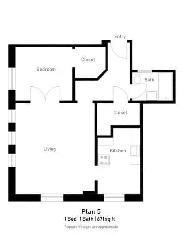 1 Bed • 1 Bath 22 floor plan