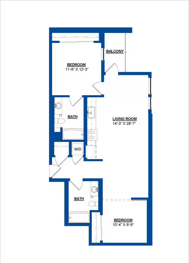 2 Beds • 2 Bath 325 floor plan