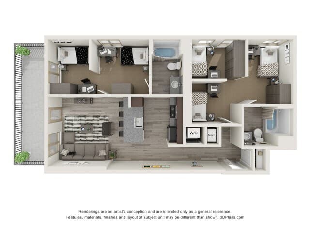 Bradford - 2X2 Private floor plan