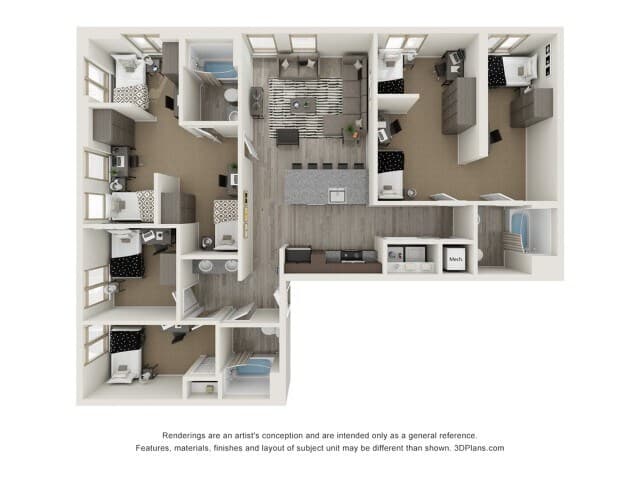Downing - 4x3 Private floor plan