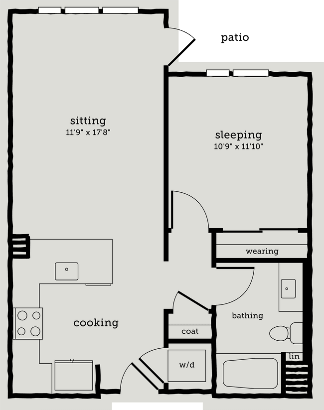 1 Bed • 1 Bath 342 floor plan