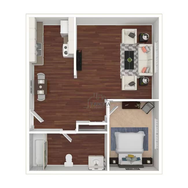 1 BED 1 BATH 12 floor plan