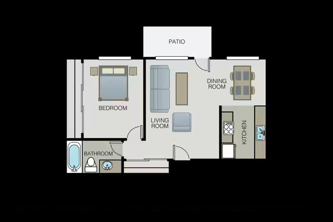 1 Bed • 1 Bath
3D Tour M206 floor plan
