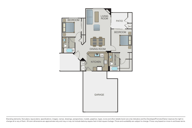 2 Beds • 2 Bath
3D Tour 38621 floor plan