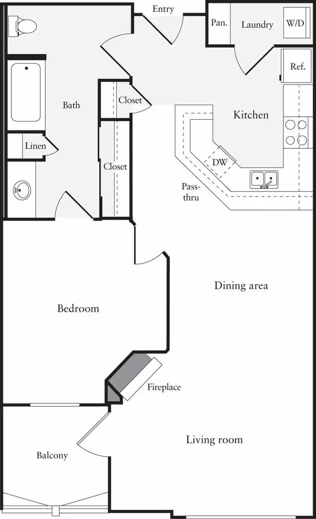 1 Bedroom C 02-405 floor plan