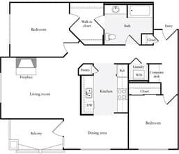 2 Bedrooms A 03-422 floor plan