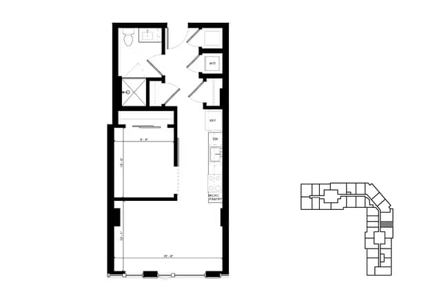 U1 Urban 1 Bedroom 1210 floor plan