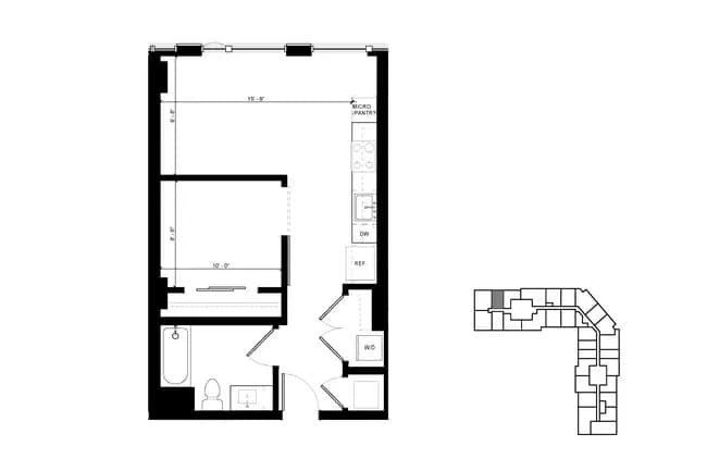 U2 Urban 1 Bedroom 0526 floor plan
