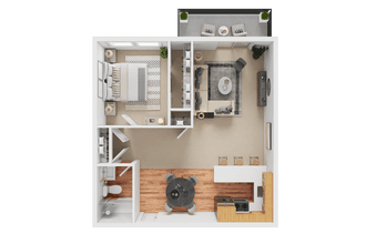 1 Bed 1 Bath floor plan