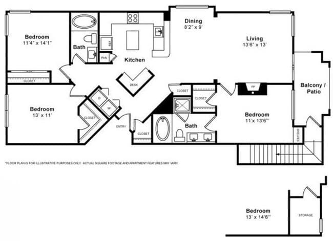 3 Beds • 2 Bath T31 floor plan