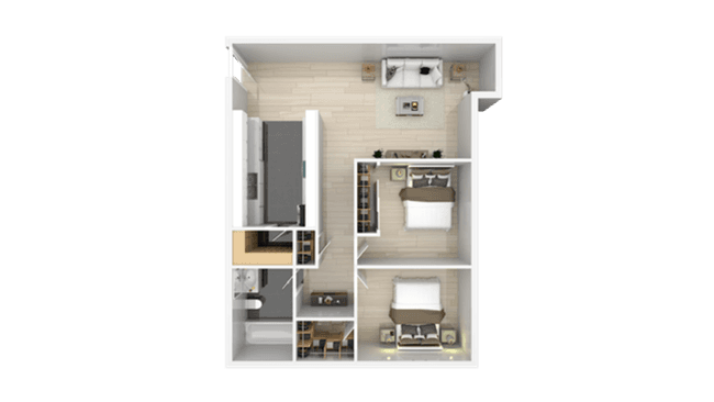 Two bedroom One bath 1046 floor plan