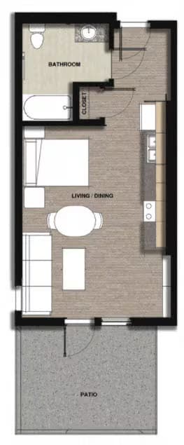 Seniors Studio Type A 2100-212 floor plan
