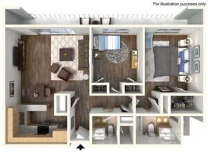 2 Beds • 2 Bath 1210 floor plan