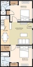 2 Bed 2 Bath 20-05 floor plan