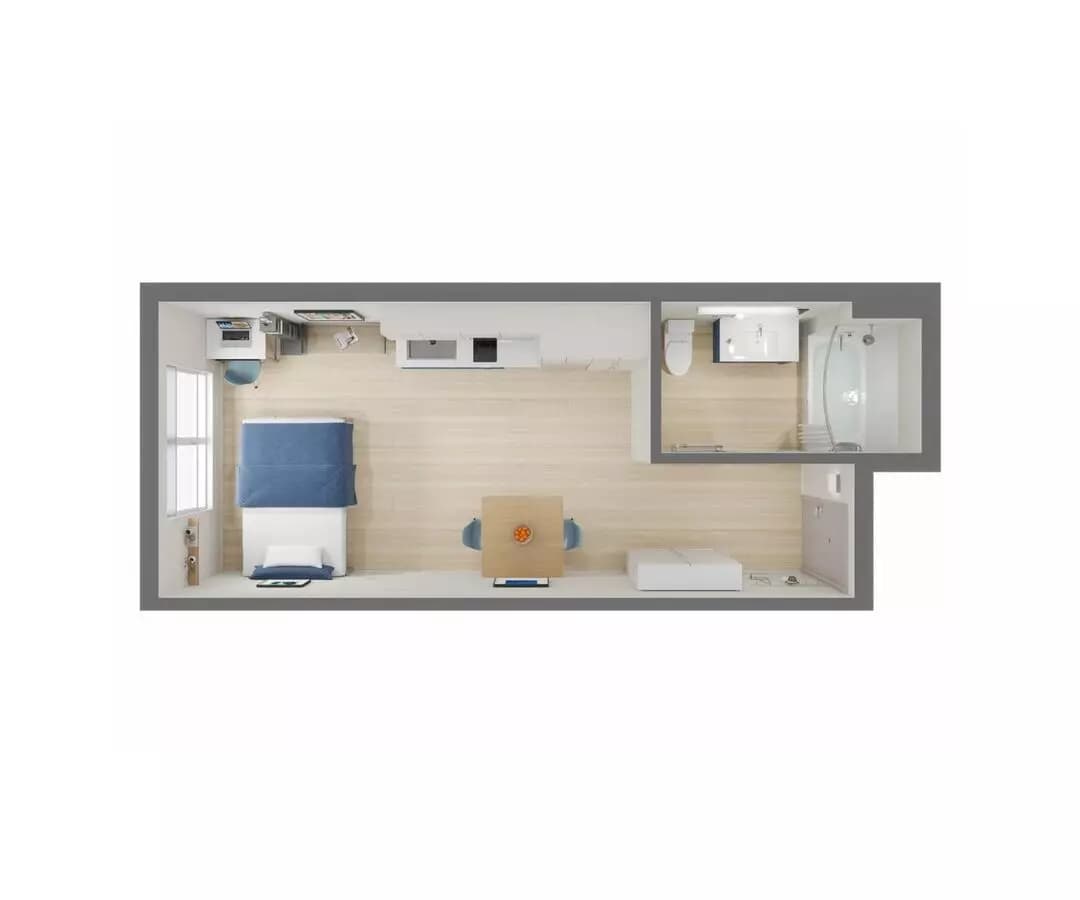 Studio, 1 Bath Model 409 floor plan