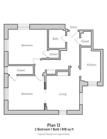 2 BD floor plan