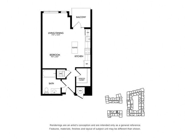 SF w/ Balcony 2-405 floor plan