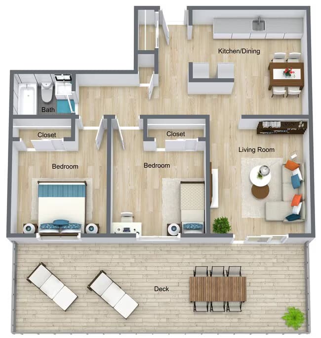 2 Bedroom 82-204 floor plan