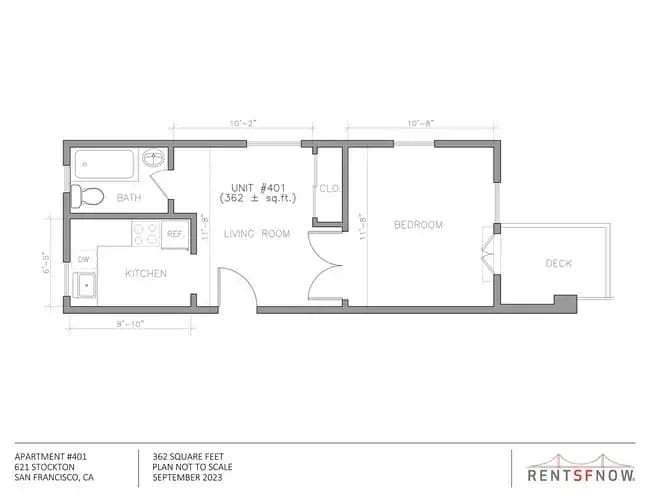 1 Bedroom 1 Bath 304 floor plan