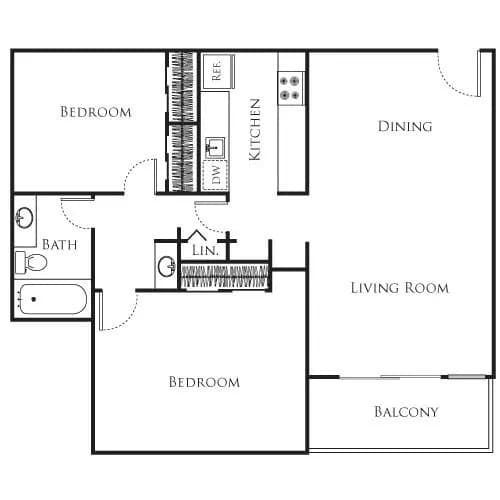 2 Bedroom B 65-415 floor plan