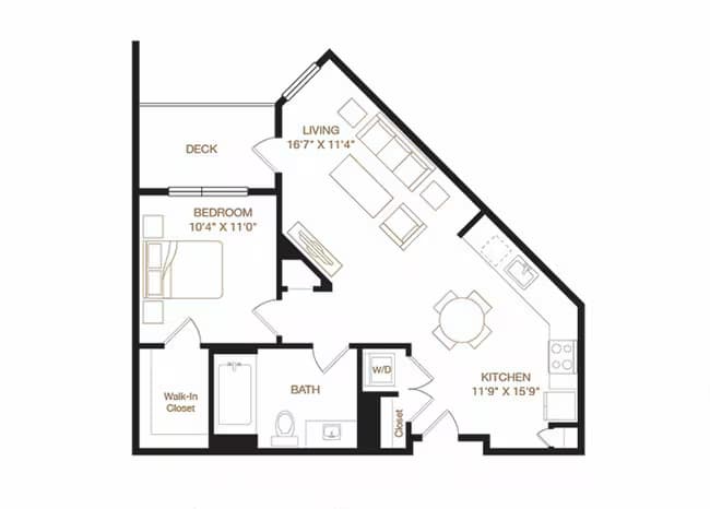 1 Bed • 1 Bath S-1313 floor plan