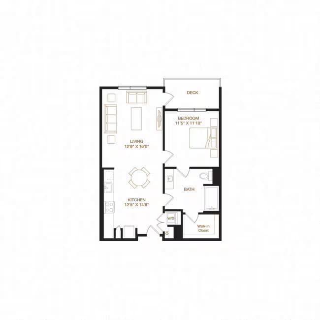 1 Bed • 1 Bath S-1329 floor plan