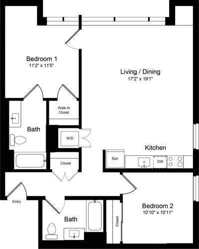 2 Bedroom H N-402 floor plan