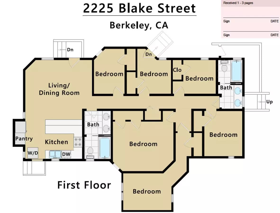 6 Beds • 2 Bath Lower floor plan