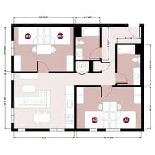 2x2 I VIP, Duo-Shared floor plan