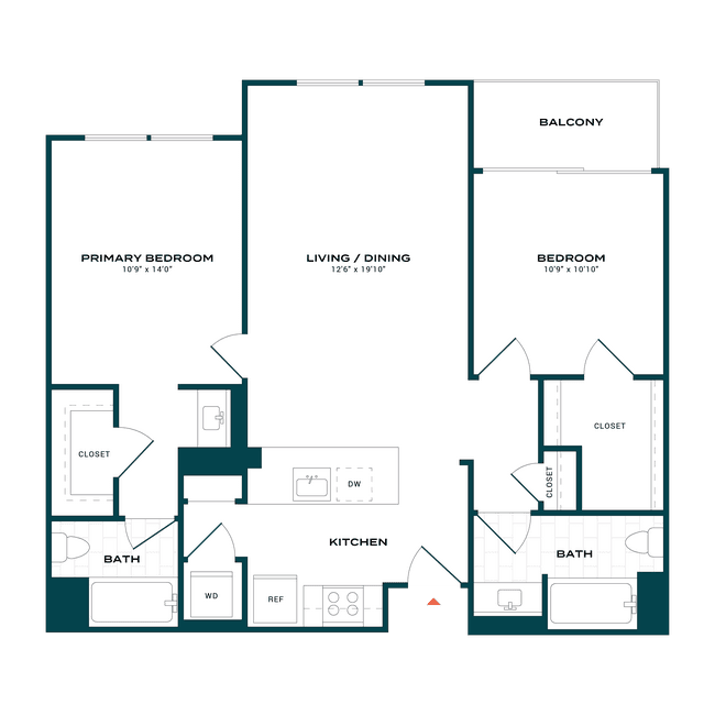 2 Beds • 2 Bath 504 floor plan