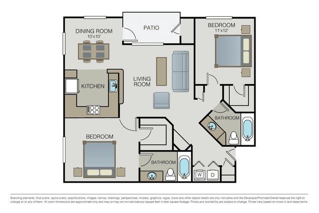 2 Beds • 2 Bath
3D Tour 215 floor plan