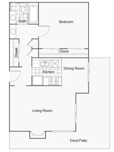 1 Bed • 1 Bath 50 floor plan
