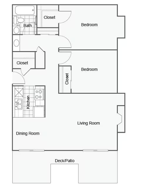 2 Beds • 1 Bath 21 floor plan