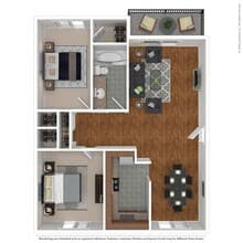2BR 1BA K2 floor plan