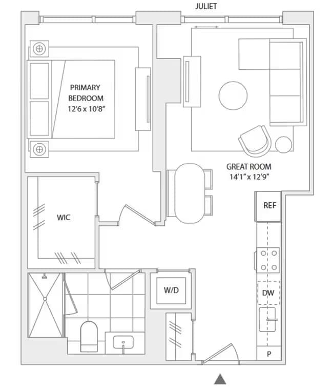 1 BED A5 1207 floor plan