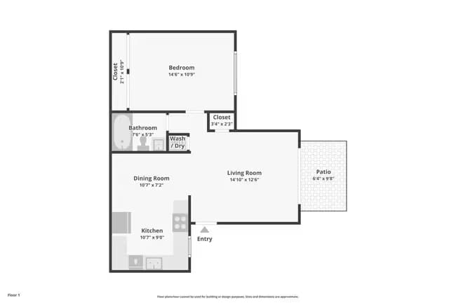 1 Bed • 1 Bath 106 floor plan