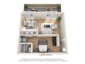 Junior- One Bedroom floor plan
