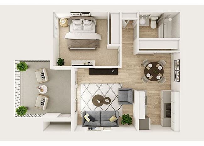 1 Bed • 1 Bath 052 floor plan