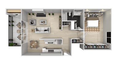 One Bedroom One Bath 09-G floor plan