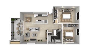 Two Bedroom One Baths 23-B floor plan