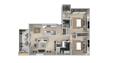 Two Bedroom Two Baths 32-B floor plan