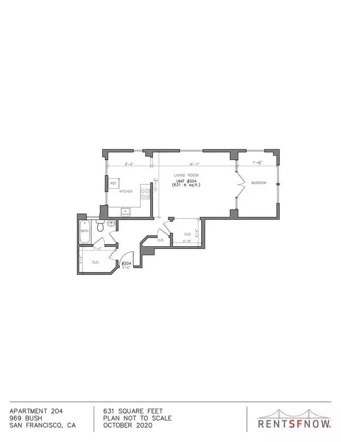 2 Beds • 1 Bath - floor plan