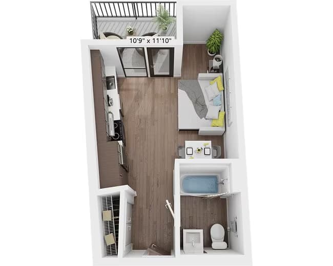 Studio E1B B - 512 floor plan
