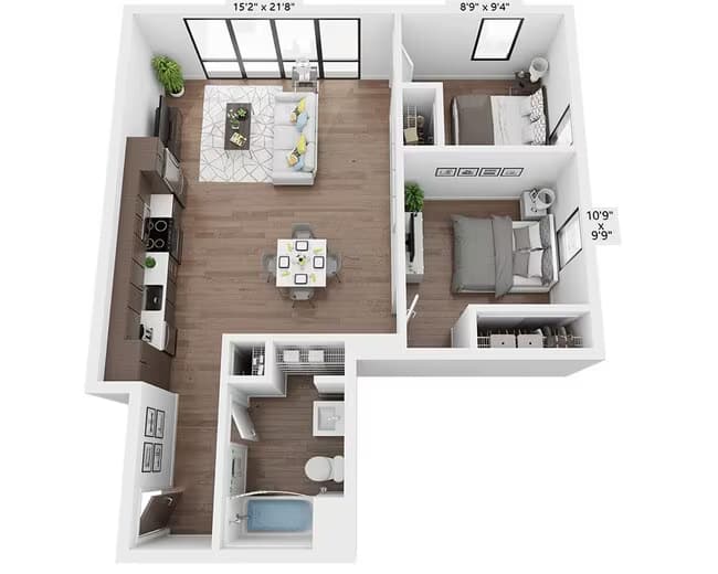 Two Bedroom B1H B - 218 floor plan