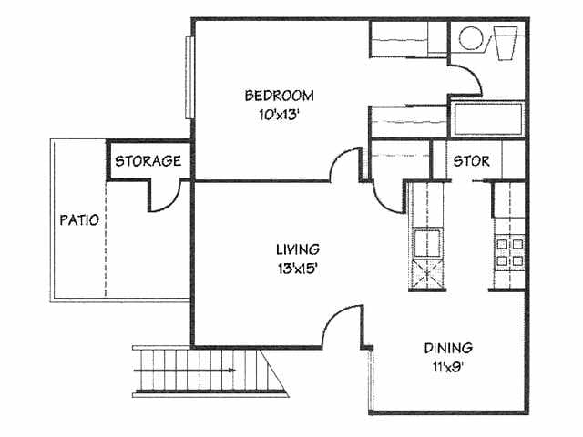 1x1 658 floor plan